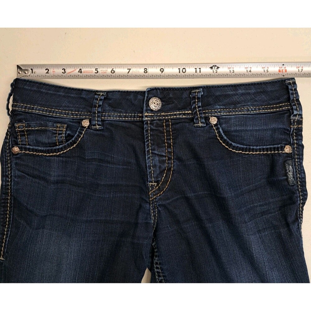 Silver Jeans Women's Size 32 Suki Capri Blue Dark Wash Denim - Picture 6 of 8